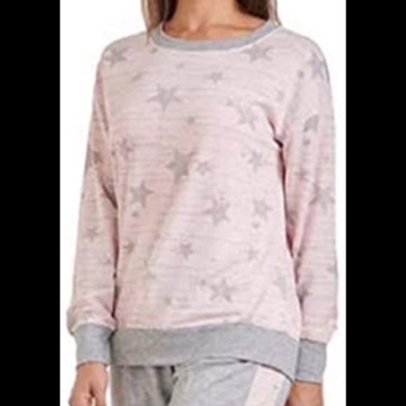 Splendid Pink Gray Star Pullover Crew Neck Sweatshirt Small - Picture 2 of 7